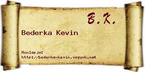 Bederka Kevin névjegykártya